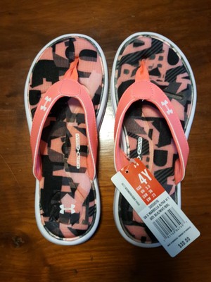 girls under armour flip flops