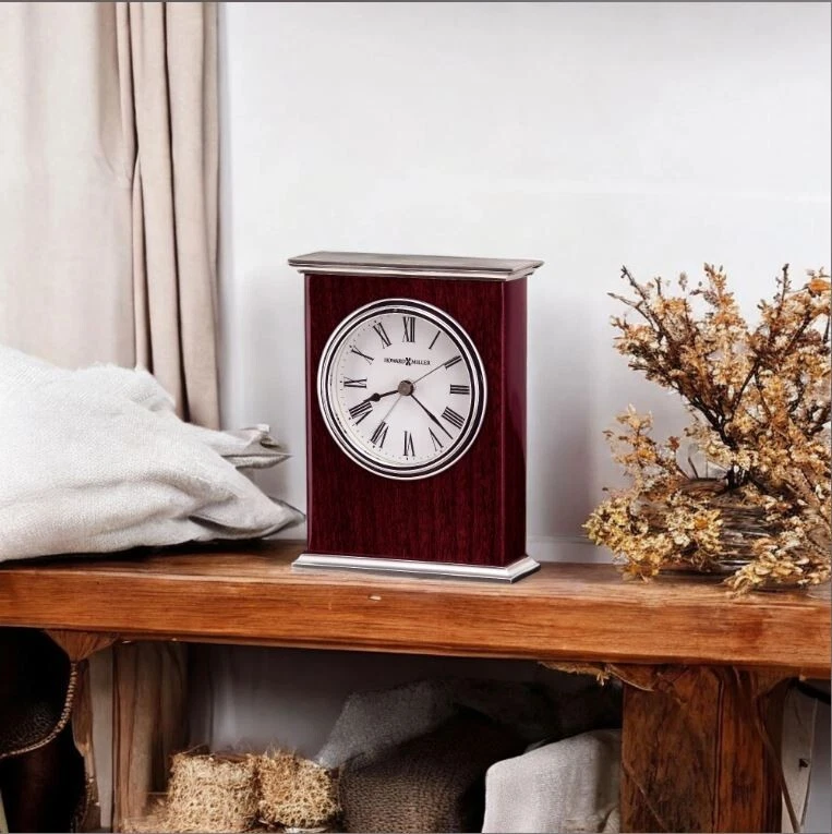 RELOJ DESPERTADOR DE MESA HOWARD MILLER "KENTWOOD" 645481 palo de rosa plata Foto 2 de 4