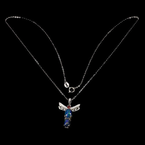 925 Sterling Silver Necklace Oval Black Opal 8x6mm Rhodolite Gemstone Jewelry 18 - Picture 3 of 10