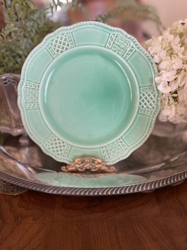 Vintage Homer Laughlin Trellis Pattern Celadon Green 10” Plate Restaurantware - Picture 9 of 9