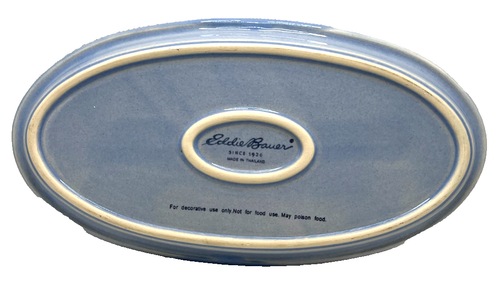 Vintage Eddie Bauer Blue Ceramic Oval Trinket Dish 10 1/2" Long - Picture 2 of 4