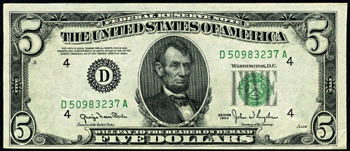 FR. 1961 A $5 1950 Federal Reserve Note Cleveland D-A Block Narrow CU - Picture 2 of 3