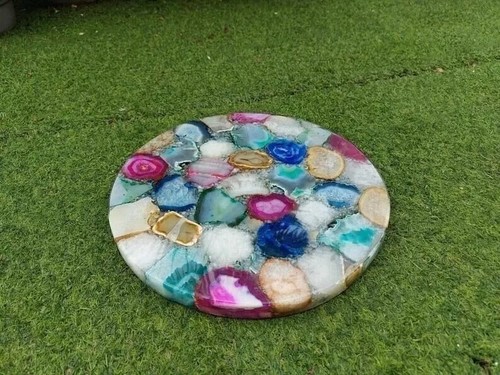 Mix Agate Side & End Table Agate Corner Table for Home Decor - Picture 6 of 8