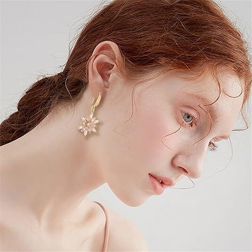 Total of Exquisite Delicate Minimalist Snowflake Shaped Alloy Dangle Earrings - Picture 11 of 15