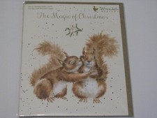 Wrendale Design Klappkarte Grußkarte  Eichhörnchen unterm Mistelzweig