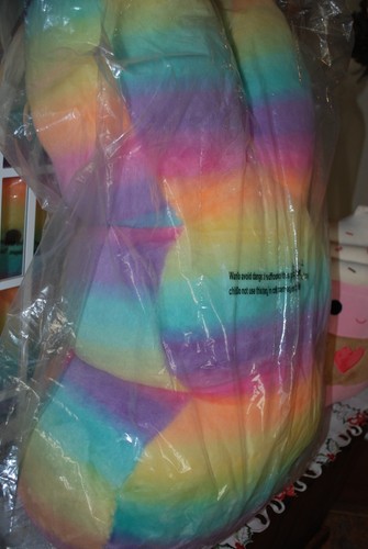 HUGE JUMBO PLUSH PEEPS RAINBOW STRIPED BUNNY EASTER GIFT 38" TALL PILLOW TOY - Picture 4 of 4