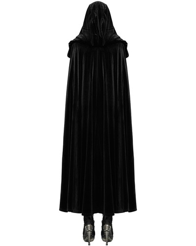 Punk Rave Womens Long Gothic Velvet Lace Hooded Cloak Cape Black Steampunk Witch - Picture 5 of 13