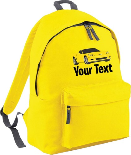 Personalised Your Name Sports Car Backpack Birthday Unisex Rucksack School Bag - Picture 7 of 7