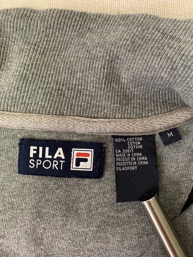 Vintage Fila Sport Men’s Medium M 100% Cotton 1/4 Zip Pullover Sweater Shirt - Picture 4 of 8