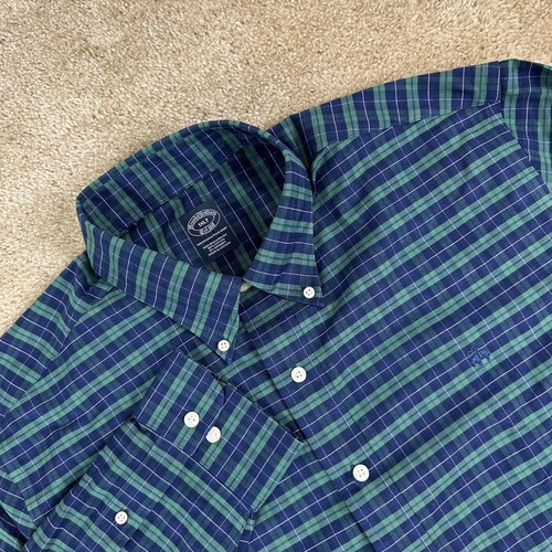 Brooks Brothers Herren Hemd XLT Tall Button Blackwatch Tartan Oxford Bügelfrei NEU