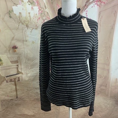 Rebecca Taylor Merino Wool Ruffle Turtleneck Sweater Black Size Large - Picture 3 of 12