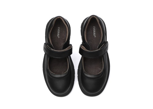 EVERAU® Kids Senior School Shoes Girls Leather Hook and Loop Rubber Sole Chris - Picture 16 of 25
