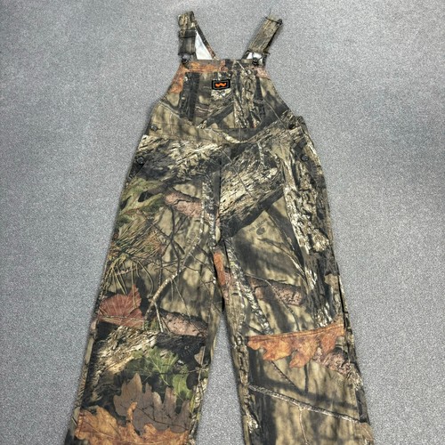 Walls Dungarees Kids Large 26x24 Brown RealTree Canvas Bib Camo Overalls Youth