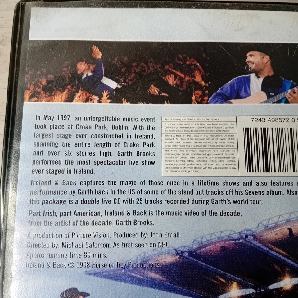 GARTH BROOKS CROKE PARK LIVE VHS - RARE RETRO VIDEO TAPE - Image 4 of 4