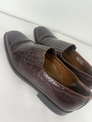 Stacy Adams braune elegante Leder-Slipper mit Kroko-Prägung für Herren Größe 10M - Bild 5 von 9