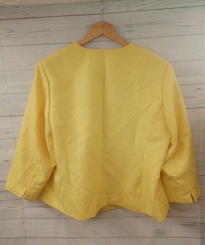 Kasper Womens Yellow White Blazer Jacket Sz 20W Textured - Picture 4 of 8