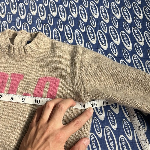 Polo Ralph Lauren Toddler Kids Varsity Logo Spellout Sweater Sz 6 Girls Pink Tan - Picture 12 of 14