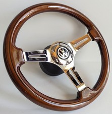 Steering Wheel Wood Chrome Fits For Vw T3 Transporter Vanagon 350mm 14ich 80-93