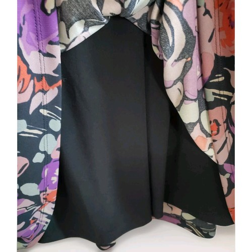 Lauren Ralph Lauren Faux Wrap Dress Women 16 Black Multi Floral Jersey NWT - Picture 9 of 12
