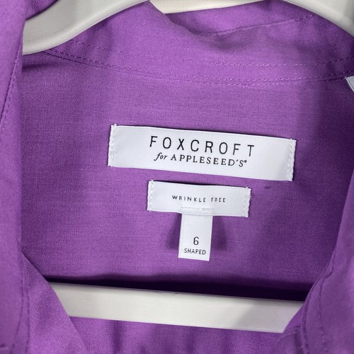 Camisa Top Foxcroft For Appleseed's Talla 6 Forma Botón Sin Arrugas Púrpura - Imagen 3 de 4
