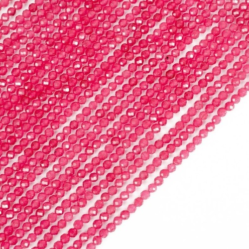 2-3MM Dainty Pink Ruby Faceted Round Gemstone Beads Strand 12'' Making Jewelry - 第 2/12 張圖片