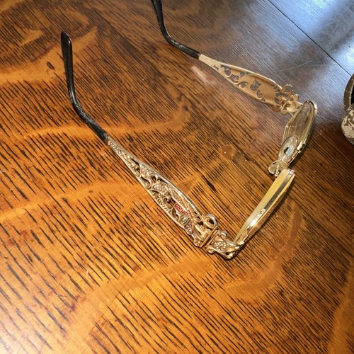 Vintage Cavier Case With Presc Eyeglasses with Rhinestones And Enamel Design - Picture 11 of 11