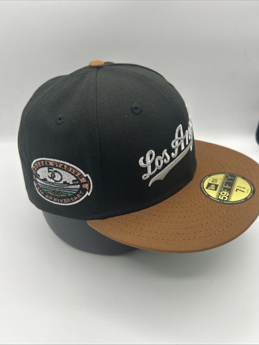 LA Dodgers Mütze "schwarz und hellbraun" New Era 59Fifty 50th Anny tailliert Größe 7 3/4 H105 - Bild 3 von 10