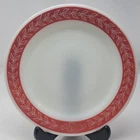 Vintage Pyrex Double Tough Milk Glass 8" Red Leaf Floral Salad Plate