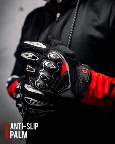 RIDEIRON Summer Motorcycle Gloves for Men & Women black Large image 7