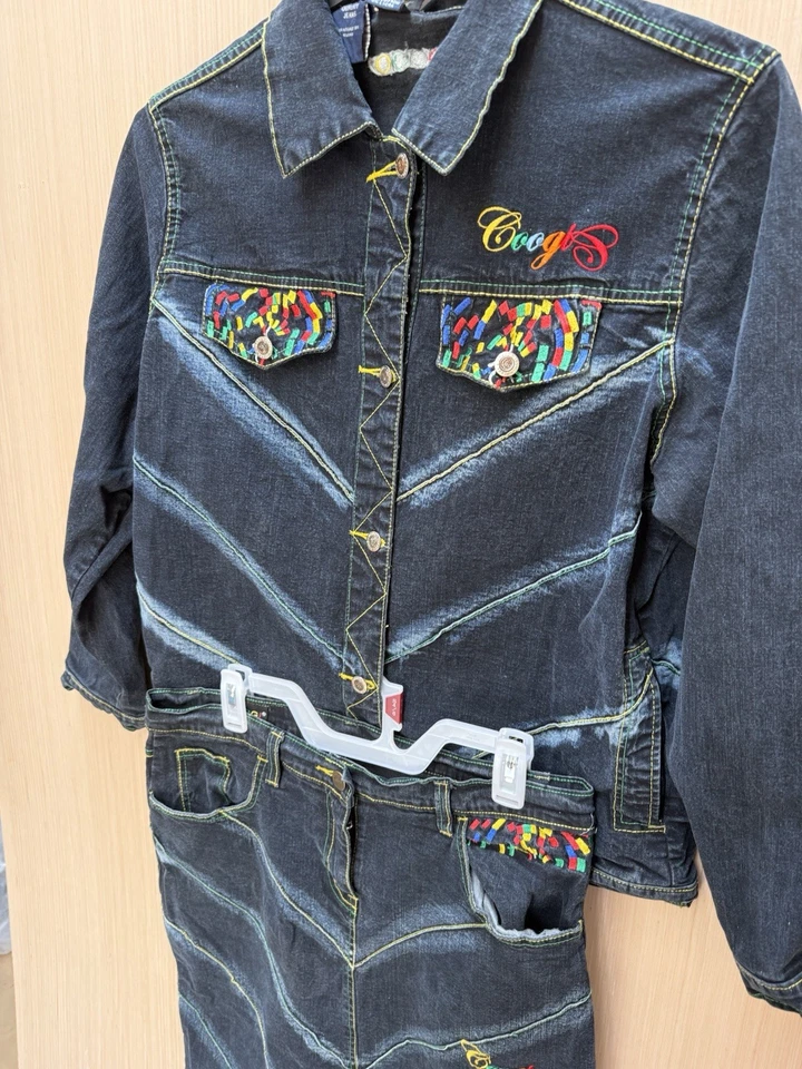 Conjunto maxi falda chaqueta vaquera vintage Coogi para mujer elástica talla XL (17) Foto 2 de 4