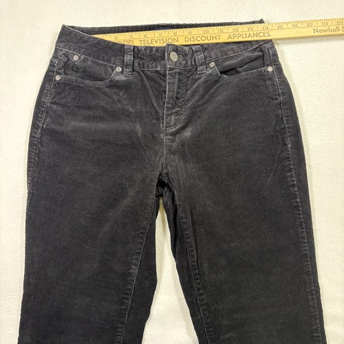 Talbots Mujer Pantalones 4 Curvas Negro Pana Pierna Recta Alto Alto Clásico - Imagen 11 de 17