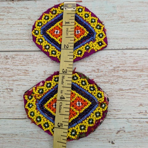 Paar Vintage Kuchi Gul Aufnäher Tribal Medaillons zum Aufnähen Evil Eye (19446) - Bild 4 von 6