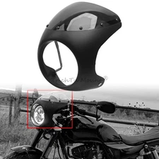 7" Headlight Fairing  Windshield Windscreen Kits Black For Cafe Racer Chopper