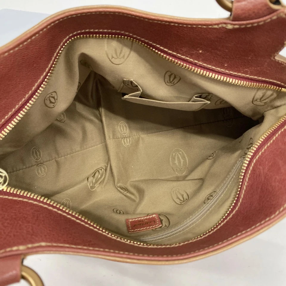 Cartier Marcello Red Leather Shoulder Bag Gold Tone Vintage Authentic - Image 4 of 4