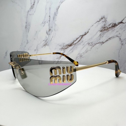 MIU MIU Sunglasses NIB Gold Metal Wrap RUNWAY 2025 Gray Gradient Lens Authentic - Picture 18 of 20
