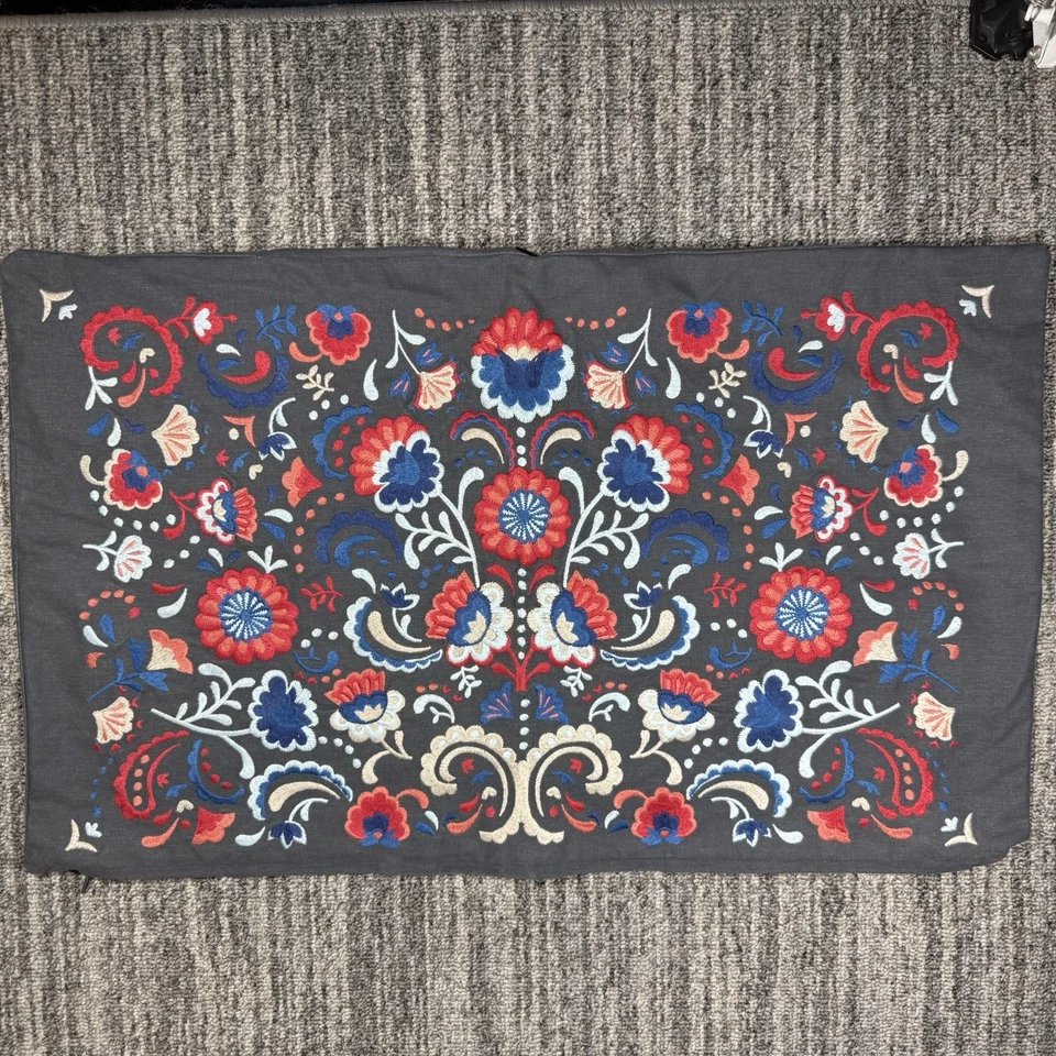 КОМПЛЕКТ из 2 - вышитая подушка подушка чехол 16 x 26 «IKEA Skogskorn серый синий красный - Изображение 2 из 4