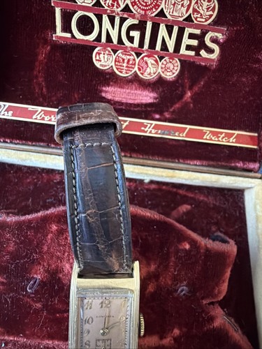 #11u Orologio Tank Uomo Vintage Longines Tono Oro Rettangolare e Scatola - Foto 3 di 17