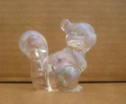 Fenton White Opalescent Squirrel Flower Glass Clear 2-1/2" Hand Painted Figurine