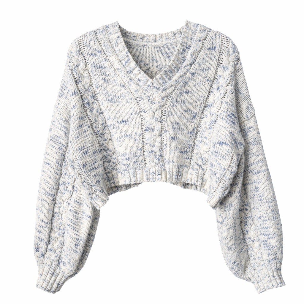 Altar'd State Cable Knit Cropped Sweater | V-Neck | Tie Front | Size M