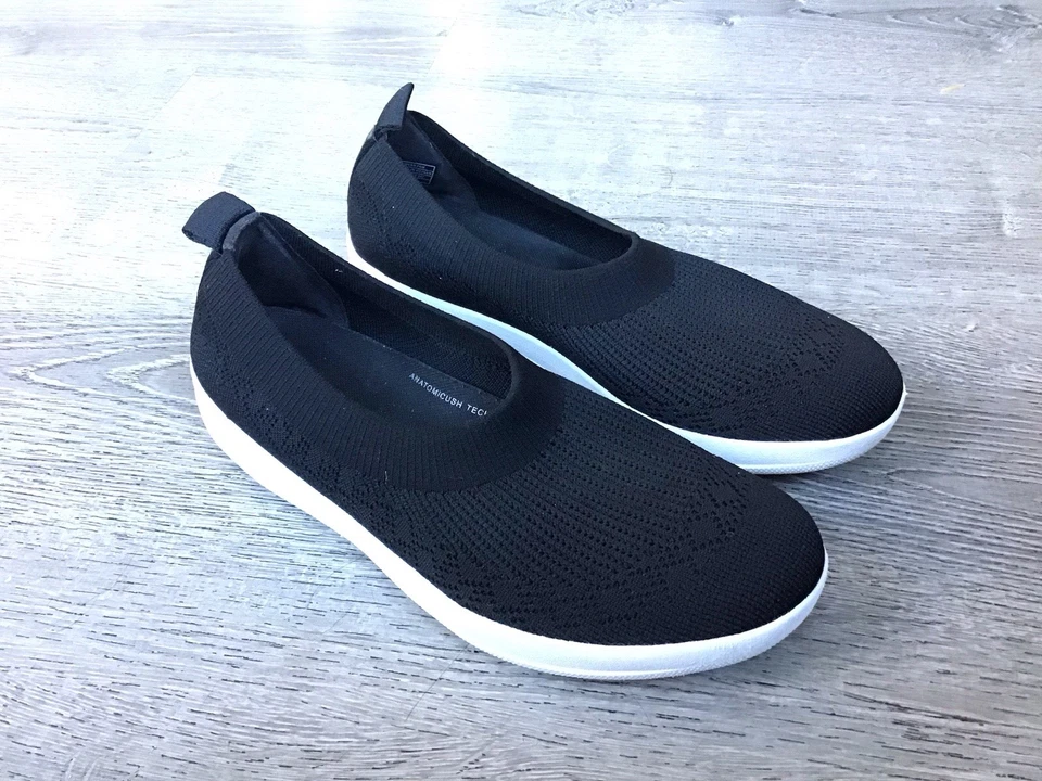 Bailarinas Fitflop para mujer Uberknit planas tejidas zapatos negros sin cordones talla 9 Foto 2 de 4