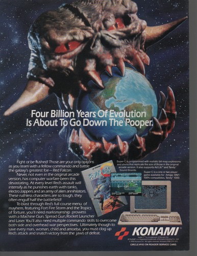 Super C Contra Nintendo NES Video Game Promo Konami Skull Vintage Print Ad 1990