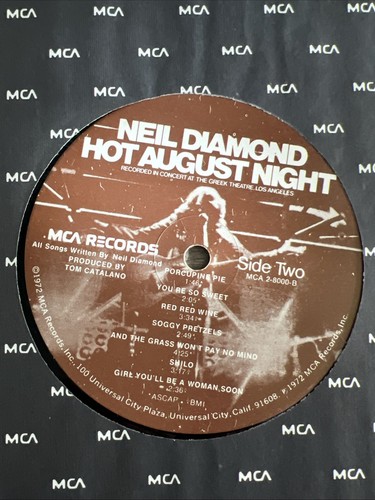 Neil Diamond Hot August Night Vinyl 2X LP Record 1972 MCA Records - Picture 10 of 17