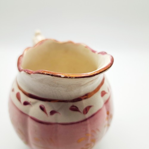 Antique Charles Allerton & Sons Copper Pink Luster 4" Pitcher & 6.5" Bowl, 1890s - Picture 8 of 11