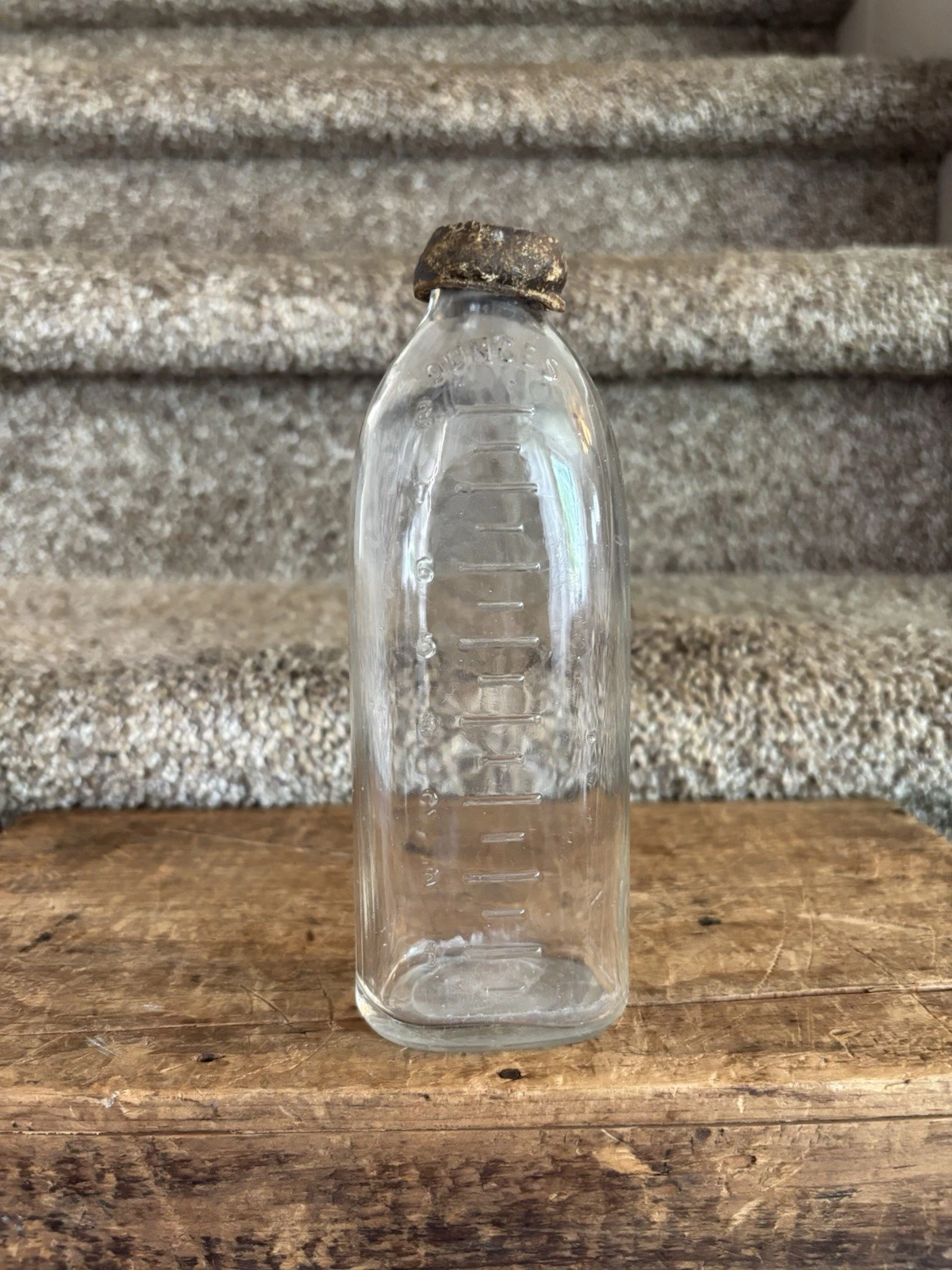 Vintage Glass Baby Bottle With Graduated Measurement Marking