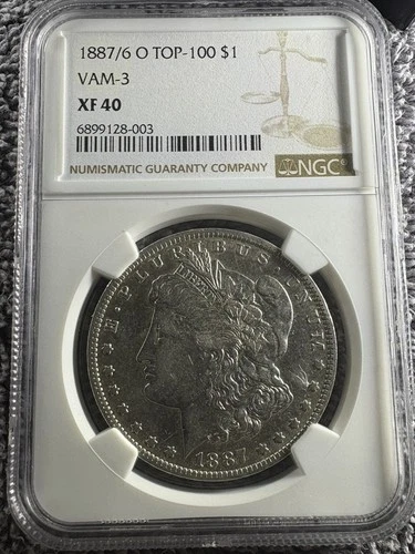 1887/6 O Van 3 XF40 Morgan Silver Dollar Super Rare