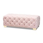 Baxton Studio Avara Modern Tufted Velvet Ottoman in Pink and Gold