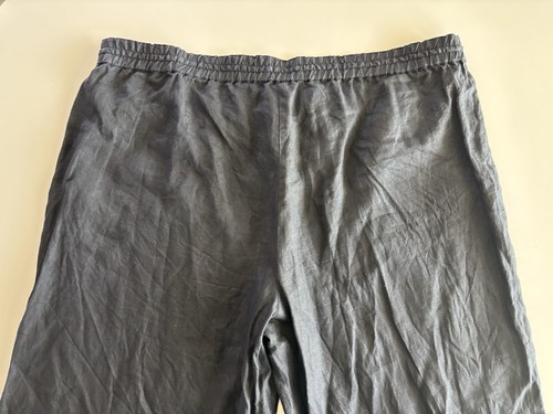 Pantalone Eileen Fisher lino biologico gamba larga tasche nero taglia XL - Foto 2 di 6