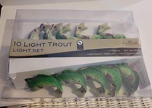 KurtAdlerTrout Fish Indoor/Outdoor 10' Set String Lights.New.Tested& Works. EE - Picture 2 of 9