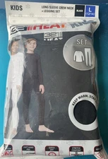 32 Degrees HEAT Kids Long Sleeve Crew Neck +Legging Set Size L(12/14) Black