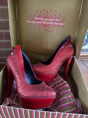 Red or Dead Glitter Heels UK6 EU39 Dorothy Wizard of Oz Drag Cabaret Fancy Dress - Image 1 of 4